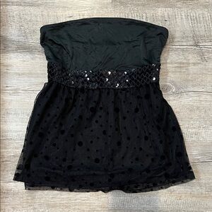 Express Black Strapless Top with Sequin Detail